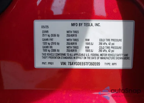 2026 Tesla Model Y Long Range Dual Motor All-Wheel Drive/Long Range Launch Series from USA, damaged, VIN 7SAYGDEE6TF360599